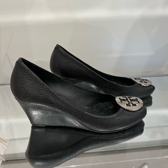 TORY BURCH Peep Toe Pump Sally 2 Leather Wedge - Picture 3 of 15